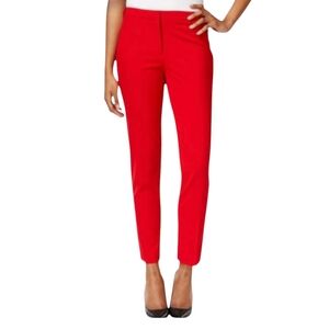 CK Highline Red Dress Pants Business Casual PETITE Ankle Trousers 8P Slacks